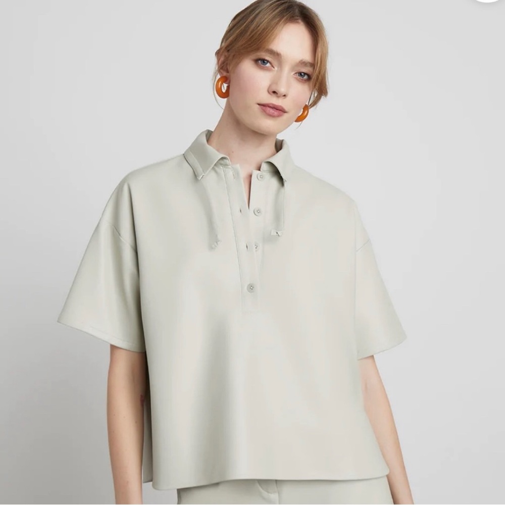 NWT Who What Wear vegan leather pullover size M